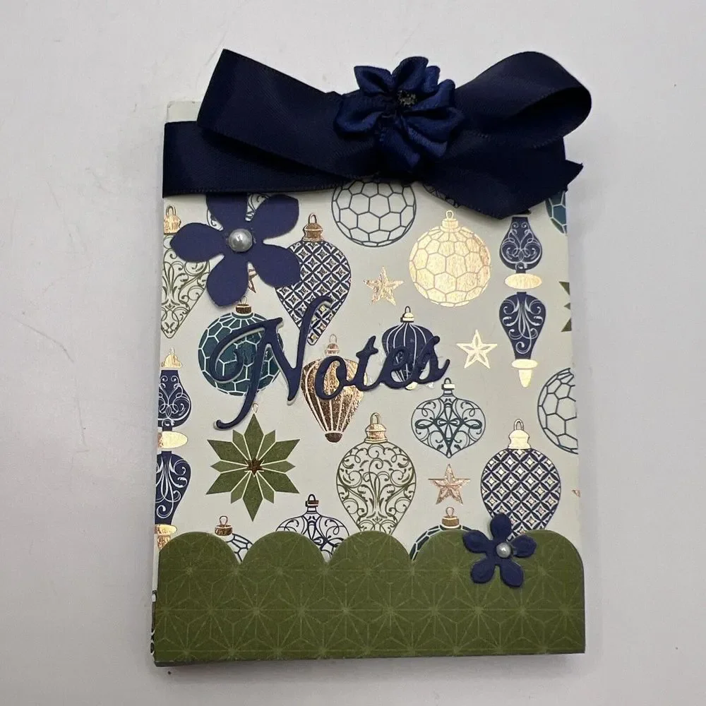 Handmade Christmas Holiday Notes Notepad W/ Little‎ Pen Great Stocking Stuffer